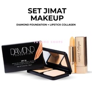 DHERBS SET MAKEUP (DIAMOND FOUNDATION + LIPSTICK COLLAGEN)