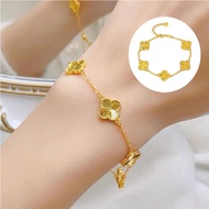 5 Lucky Clover Leaf Bracelet – Gold Plated, Full of Charm & Charm Design