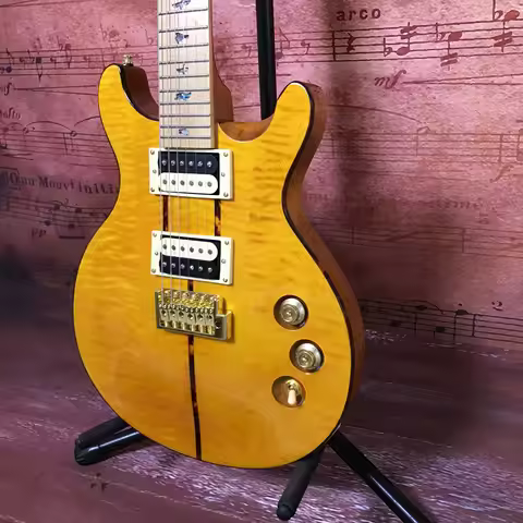 New PRS Tiger Pattern Maple Double Missing Corner DC Electric Guitar Single Shake System Free Shippi