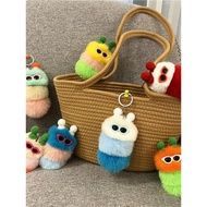 bag accessories decorations cute keychain Caterpillar gantungan kunci bulu kelinci rex sebenar loket