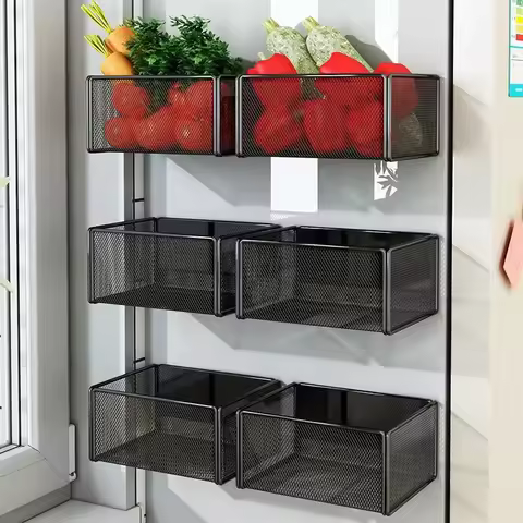 Magnetic Spice Rack Fridge Grid Organizer Shelf Wall Refrigerator Storage Organization for Spices Fo