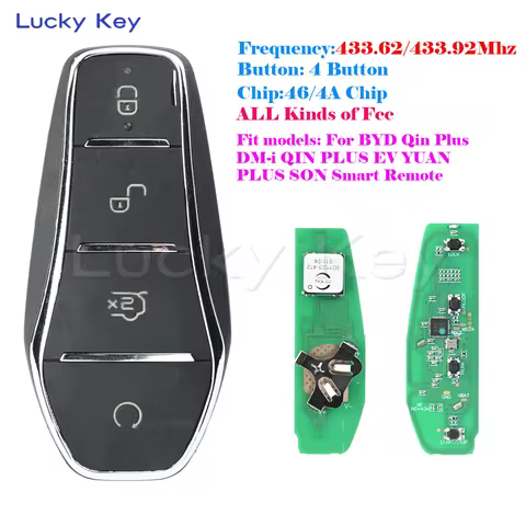 Aftermarket 4 Button Smart Key ID46 433.92/433.62MHZ F4H F4AM F4AT F4H For BYD Qin Plus DM-i Qin Plu