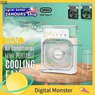 Handheld fan ☚3 IN 1 Mini Portable Air Cooler USB Fan Humidifier Mist Fan Mini fan Cooler Aircon Portable Fan Air Cooling Kipas Angin♡