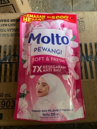 MOLTO PEWANGI ACTIVE FRESH / SOFT & FRESH / 250ML POUCH / PEWANGI PAKAIAN / PEWANGI LAUNDRY / PEWANG