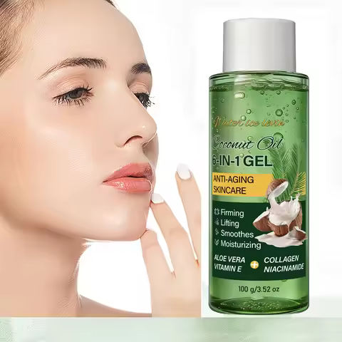 Coconut Oil 6-in-1 Gel with Collagen & Aloe Vera, Anti-Aging Moisturizing & Firming
