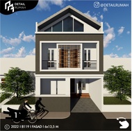 Desain Rumah Minimalis , 2 Lantai Di Lahan 6 x 13,5 M , 4 Kamar Tidur