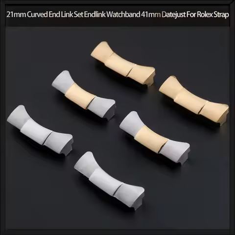 21mm Curved End Link Set Endlink Watchband 41mm Datejust For Rolex Strap Rubber Leather Watch Band S