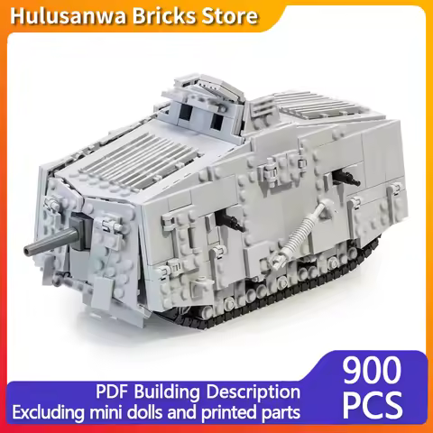 A7V WW2 Military Tank Model MOC Building Bricks War Equipment Modular Technology Gifts Holiday Assem