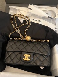 ✅陪驗✅Chanel 23K mini classic flap 金球黑色20cm cf