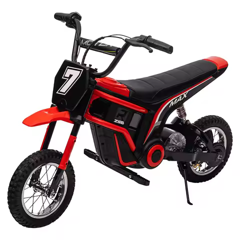 24V 350W Electric Motorcycle for Kids Ages 5+ Electric Dirt Bike Teather Seat, Rear Brake Up to 14.2