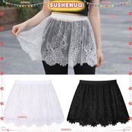 SUSHEMY Black White Transparent Lace Mesh Skirt - Stylish Women's Under-Skirt Extension