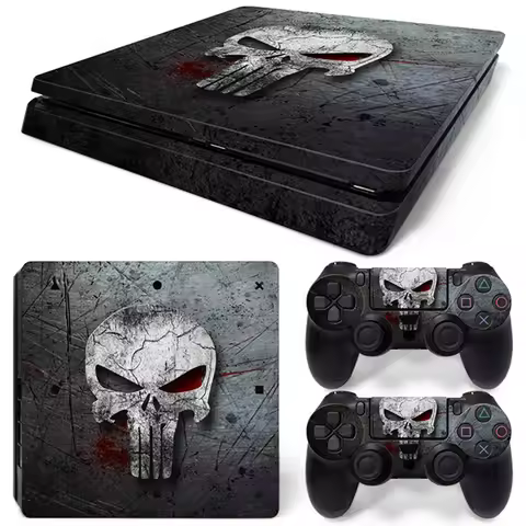 SKULL 0158 PS4 Slim Skin Sticker Decal Cover for ps4 slim Console and 2 Controllers skin Vinyl slim 