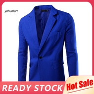  Men Blazer Single Button Turn-down Collar Formal Plus Size Suit Coat for Work