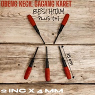OBENG KECIL PLUS(+) 2INCX4MM BESI HITAM GAGANG KARET JAGUNG MERAH MURAH S2549A