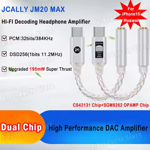 JCALLY JM20 Max Digital Audio Adapter Dual Chip CS43131+SGM8262 Chip Portable Code Amplifier Type C 