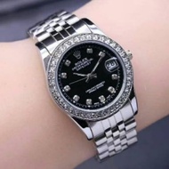 Rolex date just diamond stone quartz analog stylish stainless steel jam tangan perempuan battery wat