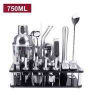 23 ชิ้น  ค็อกเทล Shaker ชุดขาตั้งสแตนเลส Bartender ชุด Corkscrew Ice Tong Jigger Muddler Pourer บาร์