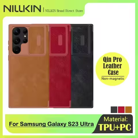 Nillkin Leather Case for Samsung Galaxy S24 FE, Custom Card Slot, Business Lens Slide, Camera Protec