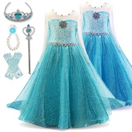 WFRV Girls Anna Elsa Cosplay Custome Frozen Princess Elsa Dress for Kids / Accessories Set