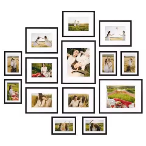 14 Pack Picture Frames Set 2pcs 11x14 Matted for 8x10 6pcs 8x10 Matted for 5x7 6pcs 5x7 Matted for 4