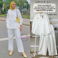 BISA COD Savila Set 2in1 Bahan Linen Rami Setelan Wanita Dewasa Terbaru Fashion Muslim Terlaris