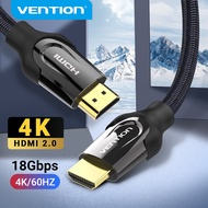 Vention HDMI Cable HDMI to HDMI Cable 4K 60Hz HDMI 2.0 3D 60FPS Effect 18Gbps High Speed HDMI Cord  Audio &amp; Video Sync Nylon-Fiber Woven For Gaming Splitter Switch TV LCD Laptop PS3 Projector Computer Extender HDMI Cable 1m 2m 3m 5m 8m