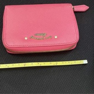 日本Saime桃粉色 多分層卡包 優質金屬拉鏈皮夾 @p40-2