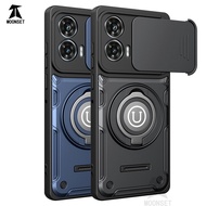 For Motorola Moto G85 / G96 Case Armor Hard Back with Slide Camera Cover Ring Kickstand Shockproof C
