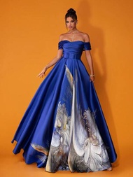Smilprince豪華法式公主風格寶藍色晚禮服
