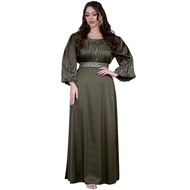 Abaya Dress for Women Eid Ramadan Prayer Islamic Clothes Long Sleeve Round Neck Dubai Turkish Evenin