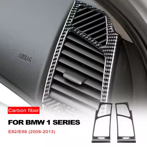 Carbon Fiber Stickers Sides Air Conditioning Outlet Panel Frame Trim For BMW 1 Series E81 E82 E87 E8