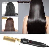 BEAUTYSTARTING US/EU/UK Plug 2-in-1 Straightening & Curling Comb Fast Heating Hair Brush Frizz Contr