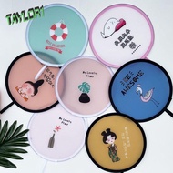 TAYLOR1 Mini Flying Disk Fan, with Pocket Round Folding Fans, Circular Fan Decorative Cartoon Collap