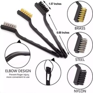 6 pcs Mini Wire Brush Set Brass/Steel/Nylon Bristles for Cleaning, Rust Removal & Soldering