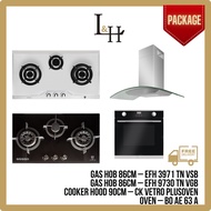 [BUNDLE] Gas Hob 86cm and Chimney Hood 90cm and 6 Functions Oven 60cm