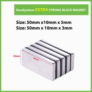 1pcs 50mm x 10mm x 2mm/3mm/4mm/5mm Strong Earth Magnet Block Rectangular Neodymium Magne