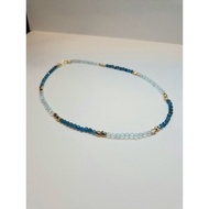 ROSYGRACE🌹Handcrafted necklace with Blue Apatite (4mm) and Blue Topaz (4mm)