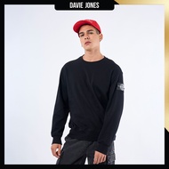 DAVIE JONES เสื้อสเวตเตอร์ Basic Regular Fit Sweater SW0086 สีดำ