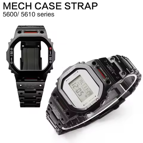 DW5600 Mecha Mod Kit Stainless Steel Watch Case Metal Bracelet Fit for DW-5600 GW-B5600 GB-5600 GW-M