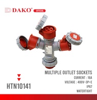 ปลั๊กกระจายไฟเข้า 1 ออก 3 กันน้ำ 400V 3P+E IP67 16A และ 32A DAKO HTN-10141