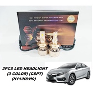 ☆LED☆ 2pcs LED HEADLIGHT BULB (3 COLOR) (H11/H8/H9) FOR HONDA CIVIC FC (2016-PRESENT)
