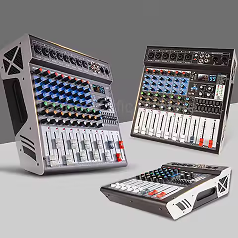 4/6/8 Channels Audio Mixer with Power Amplifier Professional Sound Equalizer Mixing Console DJ Eequi