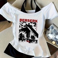 Berserk cropped top girl manga vintage japanese anime party shirt summer emo manga