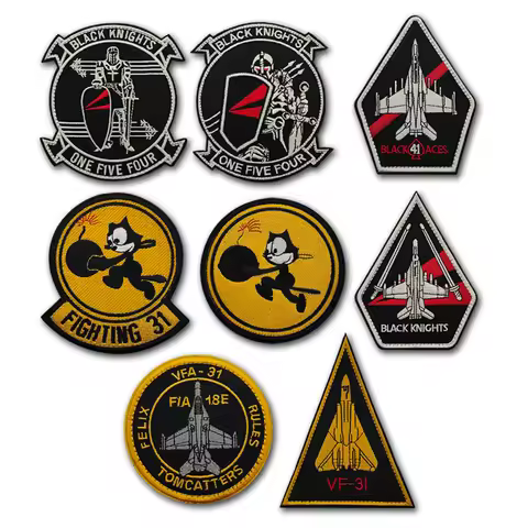 BLACK KNIGHTS VF-31 Felix Cat Squadron Badge Tactical Accessories Emblem Embroidery Hook&Loop Patche