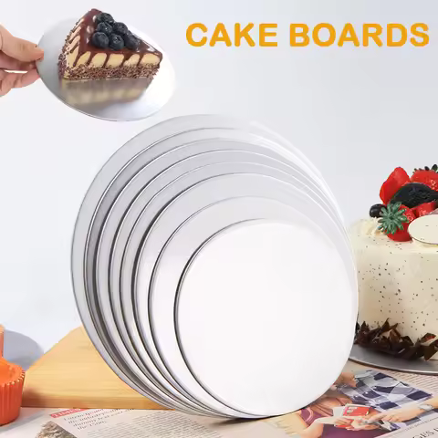 2PCS Round Cake Cardboard Golden Silver Paper Cake Boards Baking Dessert Tray Cake Decoration Hard P