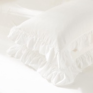 White Cotton Microfiber Envelope Pillowcase Set of 2 Standard Size Ruffle Pillow Covers 26"x20" for 