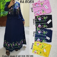 baju dress gamis wanita muslim motif bordiran bunga terbaru 8083