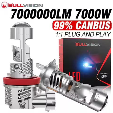 BULLVISION 7000W H7 H4 H11 LED Canbus 1:1 Mini Car Headlight Mini Projector Lens H11 H8 H9 DRL Auto 