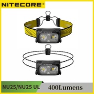 Original NITECORE NU25  Dual beam USB-C rechargeable Headlamp 400Lumens Built-in 650mAh Battery Spotlight +Floodlight