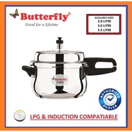 BUTTERFLY CURVE STAINLESS STEEL PRESSURE COOKER - 2 L, 3 L, 5.5L WITH INDUCTION BASE COMPATIABLE [ 1 YEAR SG WARRANTY ]